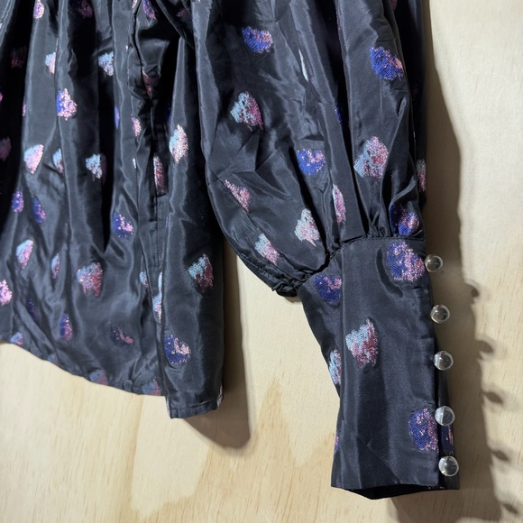 Tuckernuck Metallic Floral Jacquard High Neck Blouse – Size M - Picture 2 of 7